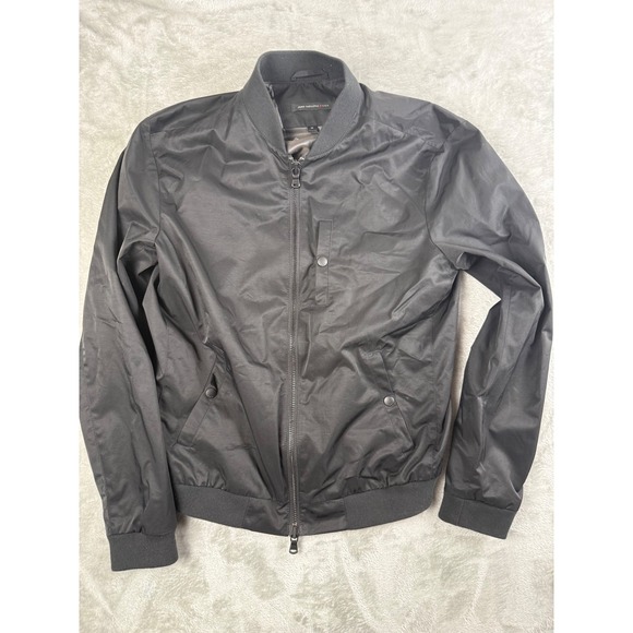 John Varvatos USA Bomber Jacket Mens Medium Black Lightweight Zip Designer Coat
